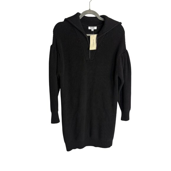 NWT 525 America Pleat Sleeve Quarter Zip Sweater Dress Black-sz XS - Picture 8 of 9